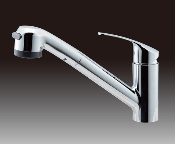 ミズタニバルブ 洗面用水栓 台付シングルシャワー混合栓（1穴） 653シリーズ（ホース引出し式）（ボトリーシリーズ） 寒冷地タイプ
